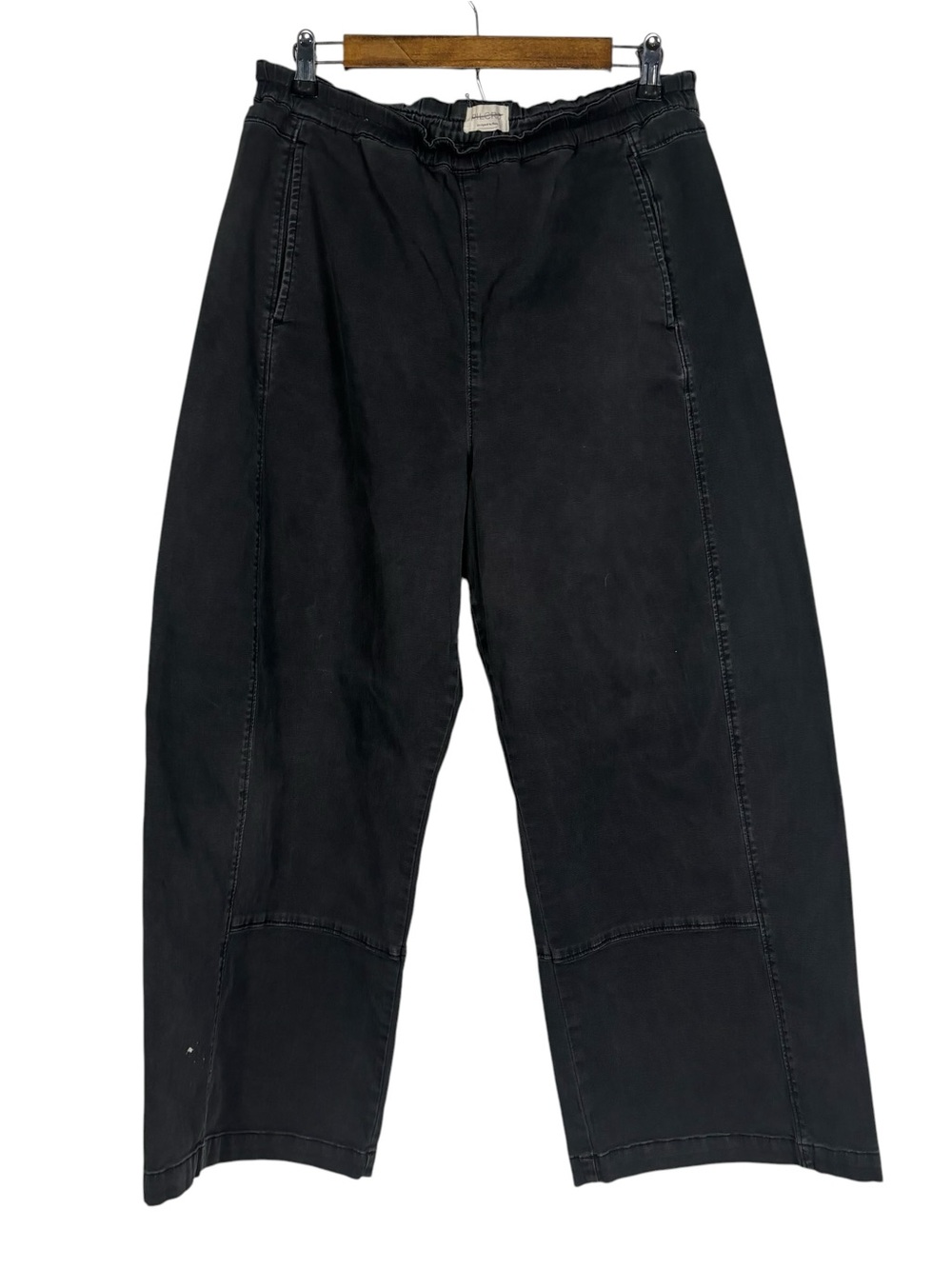 PILCRO The Izzie Relaxed Pull-On Barrel Pants Wide Leg Women's Size L Black